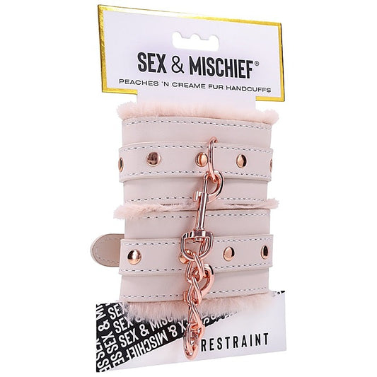 Peaches N Creame Fur Bondage Handcuffs by Sportsheets - Cuffs And Restraints