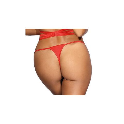 Axami Lingerie Microfiber and Lace G String Panty with Studs Red Premium - G-Strings, Panties and Shorts