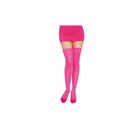 Thigh High Silicone Stockings Neon Pink - Hosiery