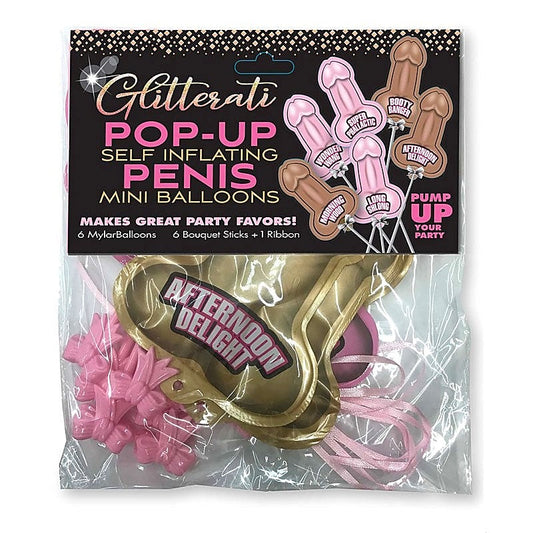 Glittering Penis Balloons - 6 Pack by Little Genie - Bachelorette and Bucks