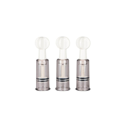 Fetish Collection Nipple and Clit Suckers 3 Piece with Suction Control - Nipple and Clit Clamps
