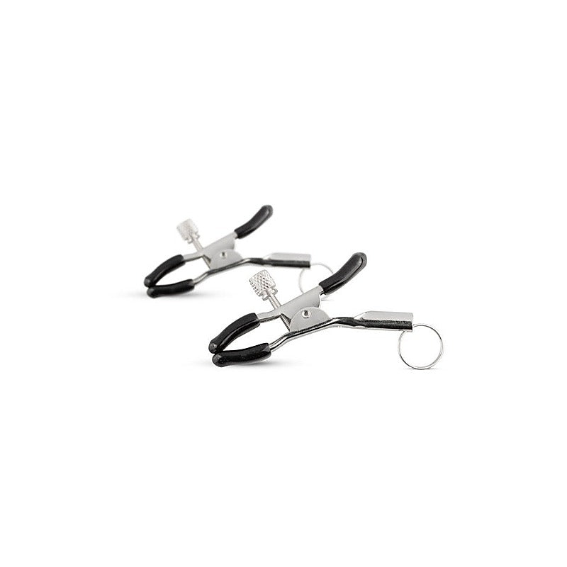 Fetish Collection Screw Metal Nipple Clamps With Attachment Ring Adjustable - Nipple and Clit Clamps