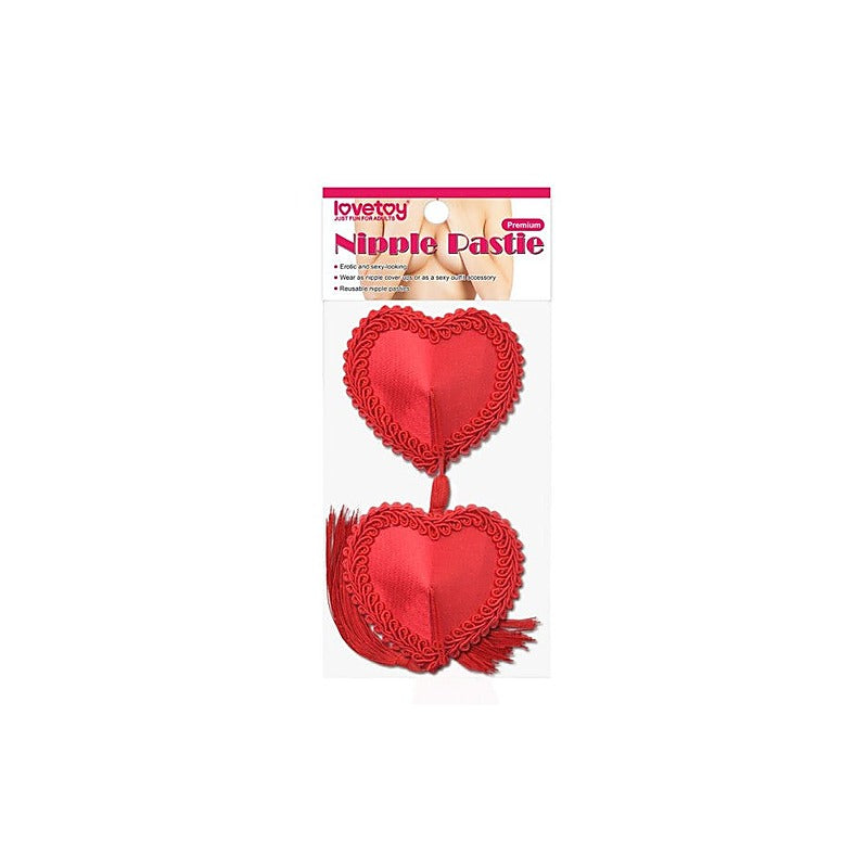 Reusable Red Heart Tassels Women's Nipple Pasties by Lovetoy - Breast and Nipple Toys
