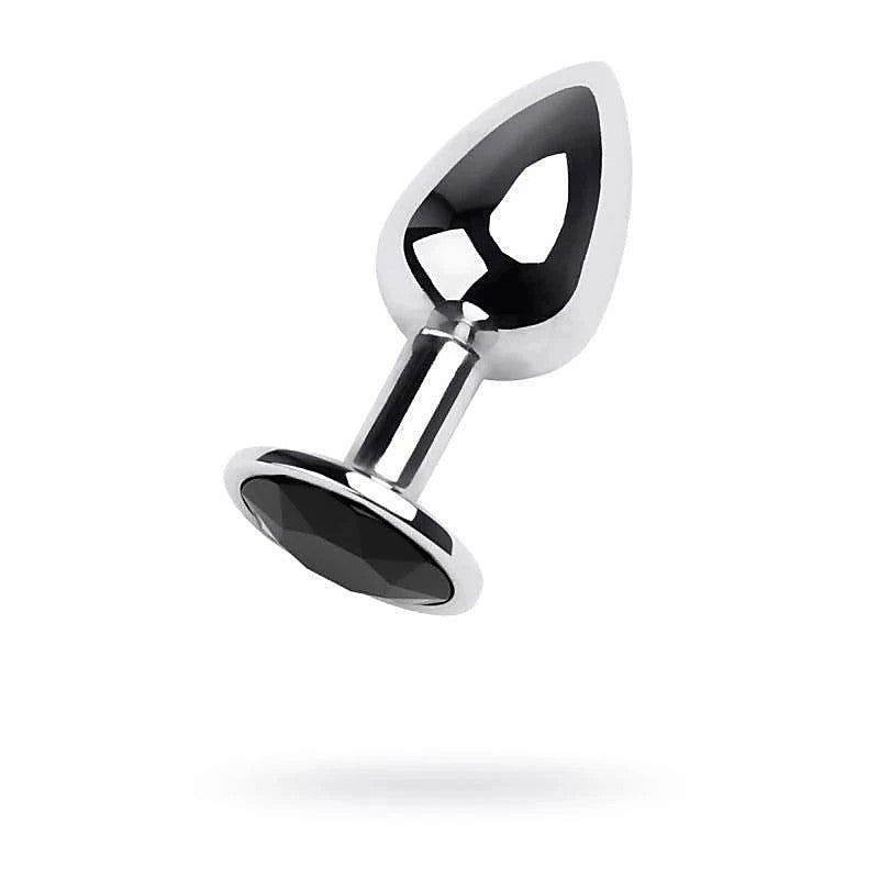 Metal Silver Anal Plug With Coloured Gem Small by ToyFa - Butt Plugs