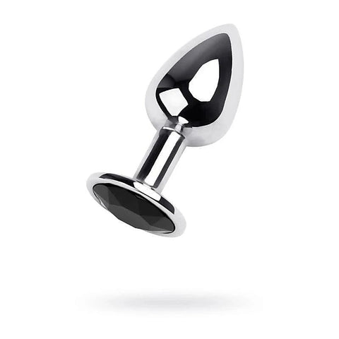 Metal Silver Anal Plug With Coloured Gem Small by ToyFa - Butt Plugs