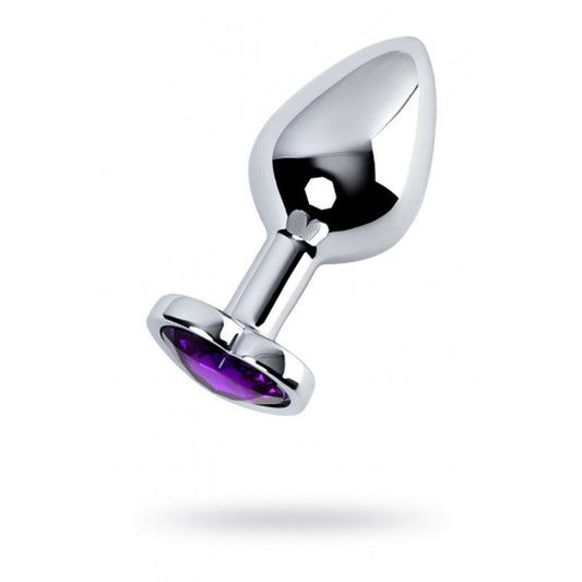 Metal Anal Plug w/ Amethyst Heart Crystal by ToyFa - Butt Plugs