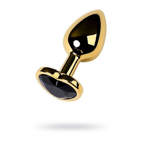 Metal Gold Anal Plug With Heart Shaped Crystal Gem by ToyFa - Butt Plugs