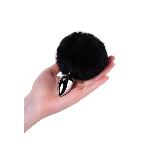 Metal Silver Anal Plug with Fluffy Bunny Tail by ToyFa - Butt Plugs