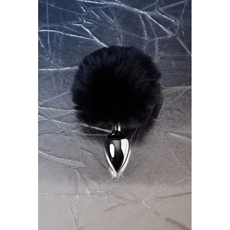 Metal Silver Anal Plug with Fluffy Bunny Tail by ToyFa - Butt Plugs