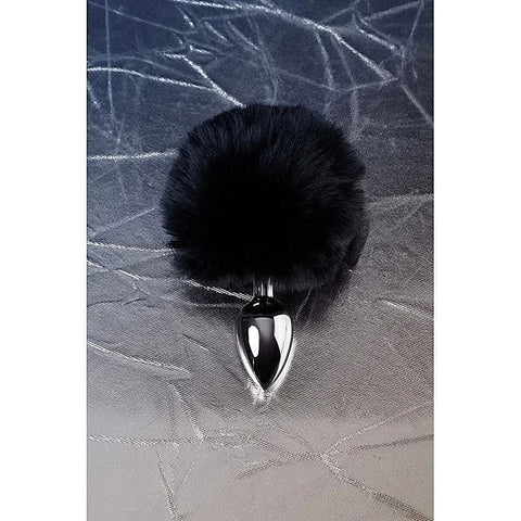 Metal Silver Anal Plug with Fluffy Bunny Tail by ToyFa - Butt Plugs