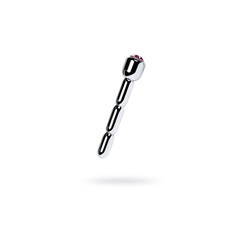 ToyFa Metal Silver Metal Urethral Plug With Ruby Rhinestone Premium Steel - Urethral Sounds