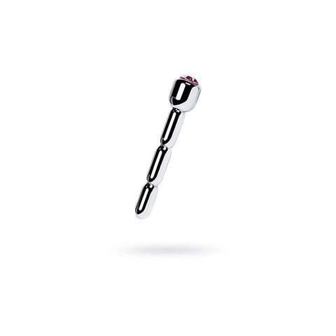 ToyFa Metal Silver Metal Urethral Plug With Ruby Rhinestone Premium Steel - Urethral Sounds
