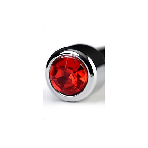 ToyFa Metal Silver Metal Urethral Plug With Ruby Rhinestone Premium Steel - Urethral Sounds