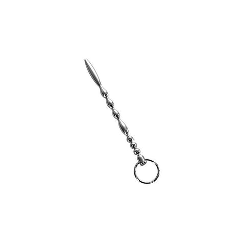 ToyFa Metal Silver Metal Mens Urethral Plug With Penis Ring 17cm Length - Urethral Sounds