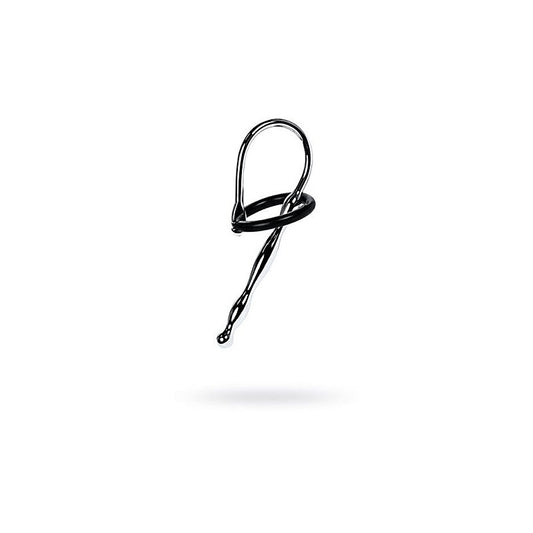 Metal Urethral Plug With Black Silicone Ring by ToyFa - Urethral Sounds