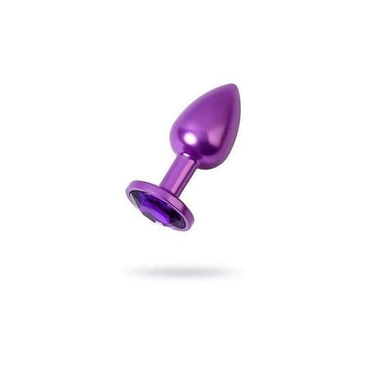 Purple Metal Anal Plug With Crystal Gem by ToyFa - Butt Plugs