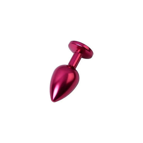 ToyFa Metal Red Metal Anal Plug With Black Crystal Gem Medium Premium Weight - Butt Plugs