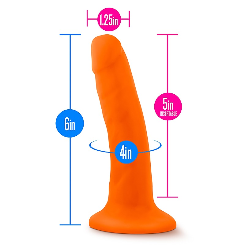 Neo Dual Density Realistic Cock 6 Inch Neon Orange - Realistic Dildos