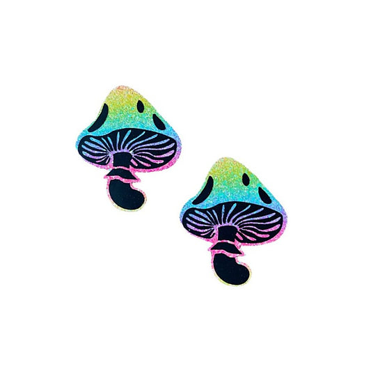 Rainbow Blacklight Glitter Toadstool Pasties by Neva Nude - Fancy Dress Ups