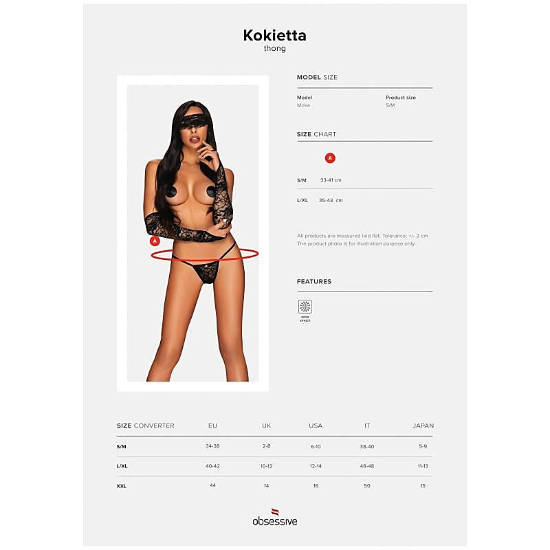 Kokietta Sexy and Stretchy Womens Thong by Obsessive - G-Strings, Panties and Shorts