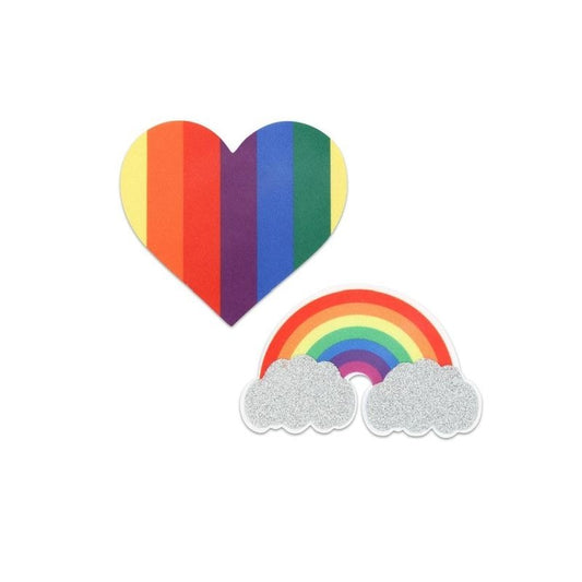 Pride Glitter Rainbows and Hearts Pasties Costume - Fancy Dress Ups