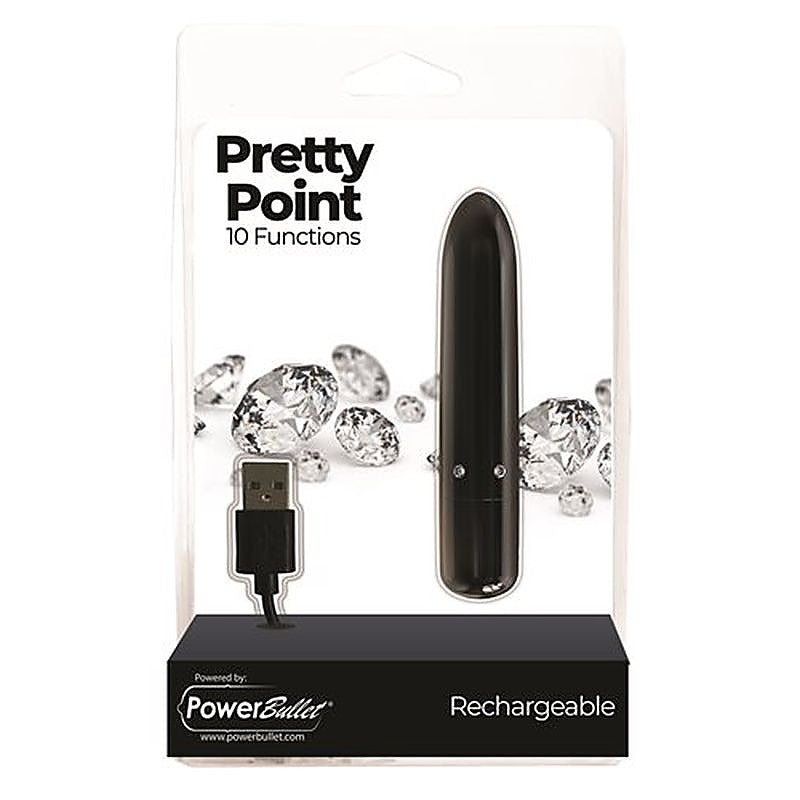 BMS Factory PowerBullet Pretty Point 10 Functions Bullet Vibrator USB Rechargeable - Bullet Vibrators