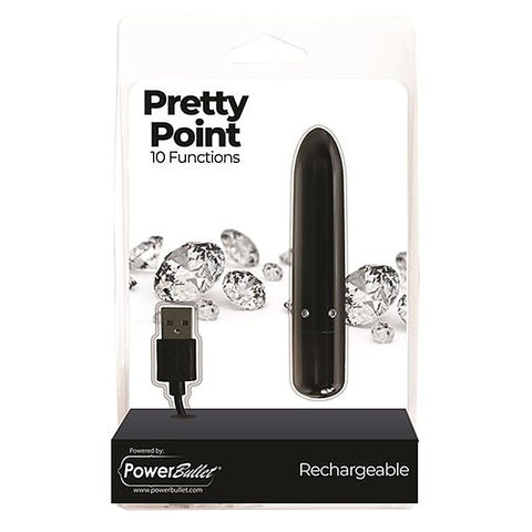 BMS Factory PowerBullet Pretty Point 10 Functions Bullet Vibrator USB Rechargeable - Bullet Vibrators