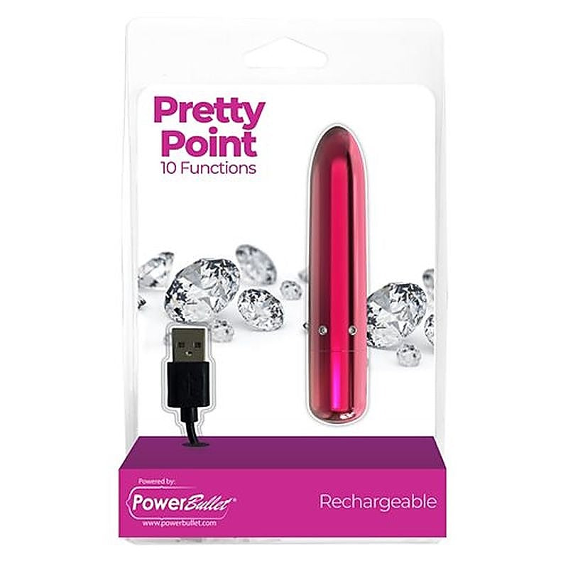 BMS Factory PowerBullet Pretty Point 10 Functions Bullet Vibrator USB Rechargeable - Bullet Vibrators