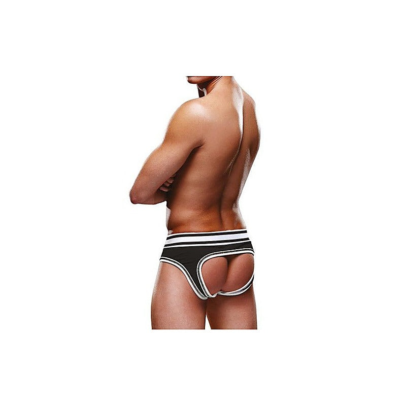 Open Back Stylish Backless Mens Brief Black/White by Prowler - Mens Briefs And Boxers