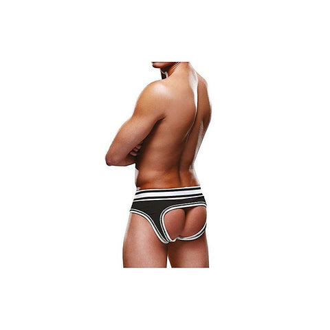 Open Back Stylish Backless Mens Brief Black/White by Prowler - Mens Briefs And Boxers