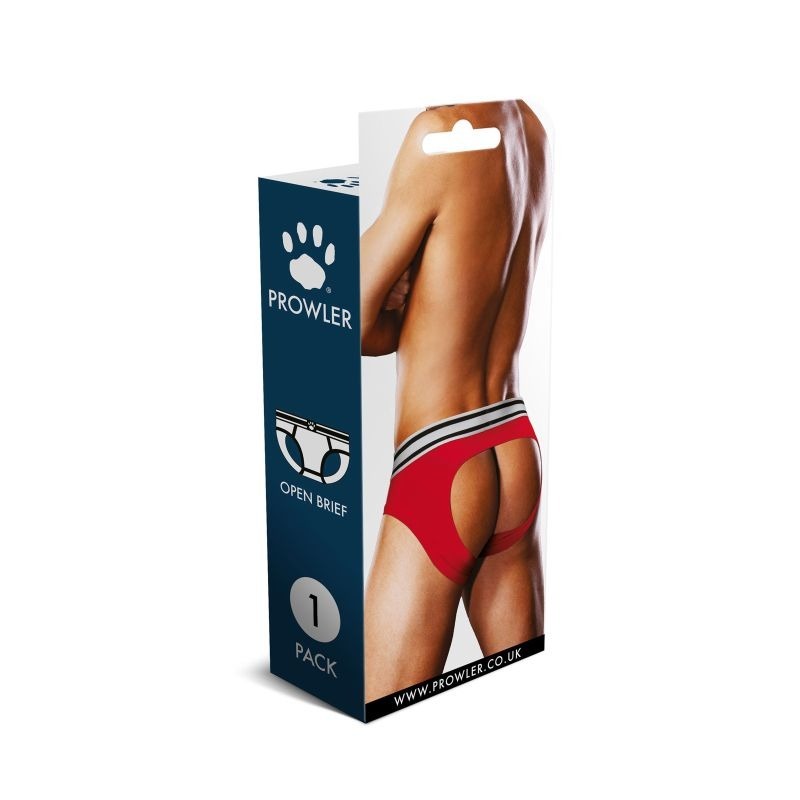Stylish Open Back Mens Brief White Red by Prowler - Mens Briefs And Boxers