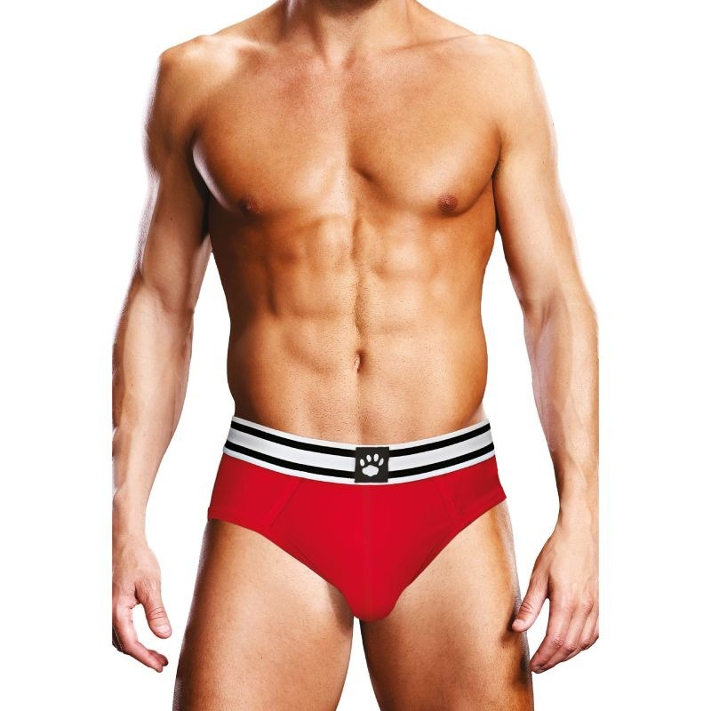 Stylish Open Back Mens Brief White Red by Prowler - Mens Briefs And Boxers