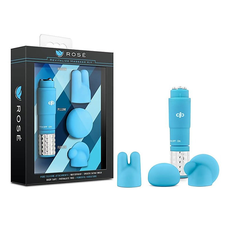 Rose Revitalize Silicone Adult Massage Kit with 3 Attachments - Sex Kits