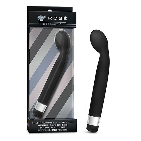 Rose Scarlet G 8.5 Inch G Spot Vibrator Black with Curved Bulbous Tip - G-Spot Vibrators