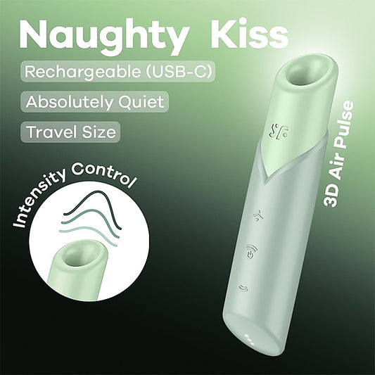 Naughty Kiss Rechargeable Air Pulse Clitoral Massager - Clit Ticklers and Pulsators