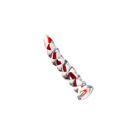 Premium Sexus Red Ribbed Glass Dildo by ToyFa - Glass Sex Toys