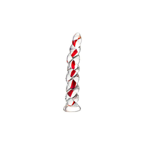 Premium Sexus Red Ribbed Glass Dildo by ToyFa - Glass Sex Toys