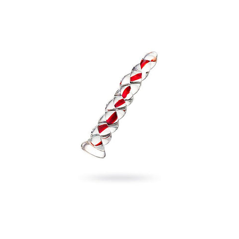 Premium Sexus Red Ribbed Glass Dildo by ToyFa - Glass Sex Toys