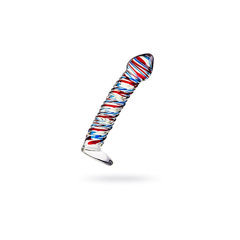 Sexus Glass Dildo Stripes With Base by ToyFa - Glass Sex Toys