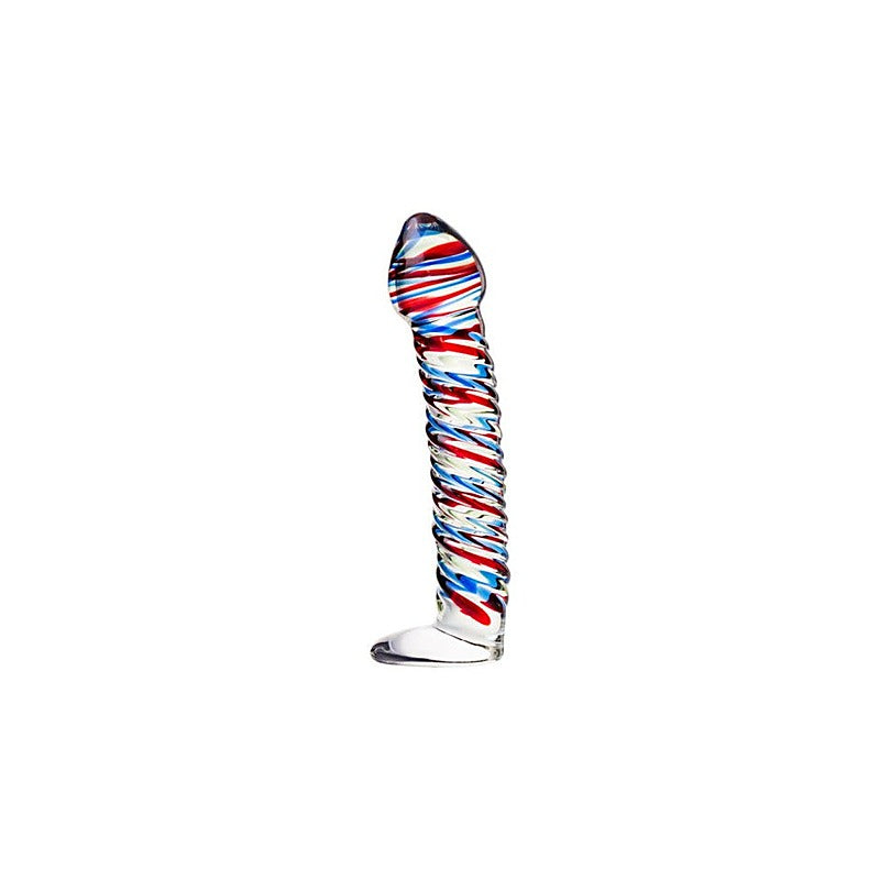 Sexus Glass Dildo Stripes With Base by ToyFa - Glass Sex Toys