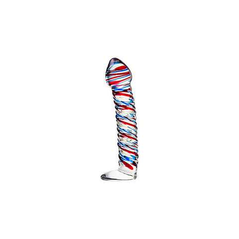 Sexus Glass Dildo Stripes With Base by ToyFa - Glass Sex Toys