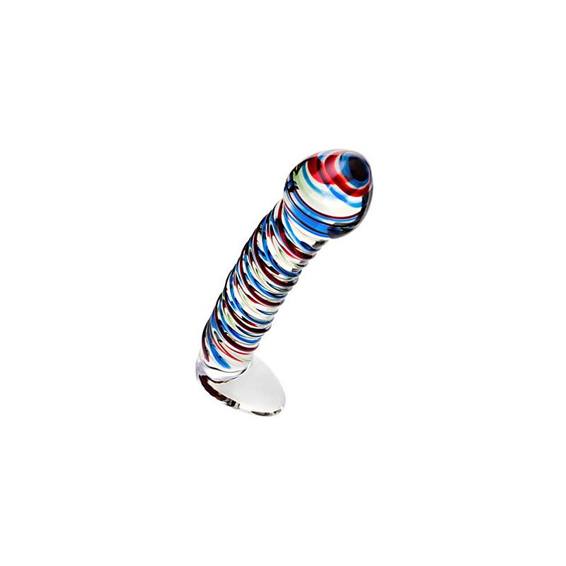 Sexus Glass Dildo Stripes With Base by ToyFa - Glass Sex Toys