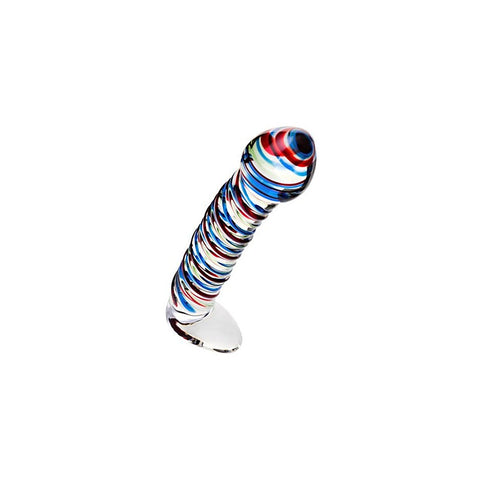 Sexus Glass Dildo Stripes With Base by ToyFa - Glass Sex Toys