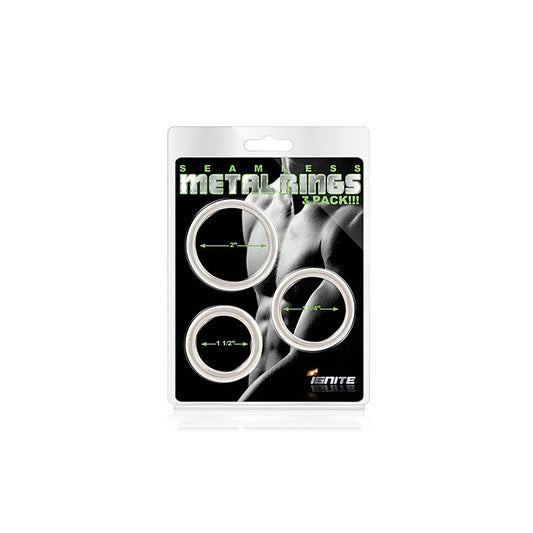 Seamless 3 Piece Metal Cock Ring Set by SI Novelties - Cock Ring Sets
