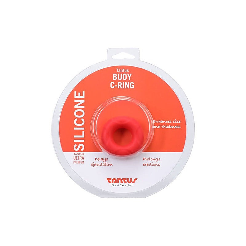 Tantus Buoy Stretchy Silicone Mens Cock Ring Medium Crimson - Stretchy Cock Rings