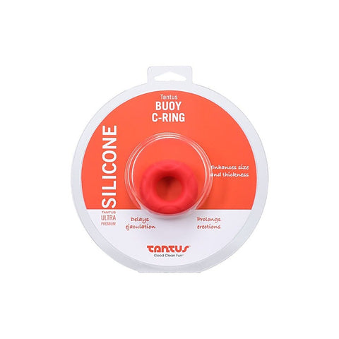 Tantus Buoy Stretchy Silicone Mens Cock Ring Medium Crimson - Stretchy Cock Rings