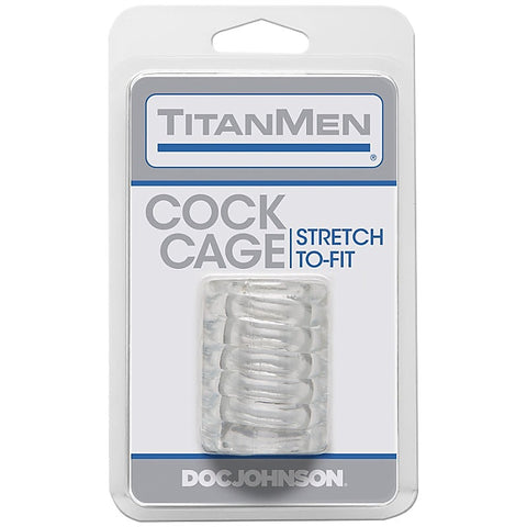 Titanmen Ribbed Textured Stretchy Cock Cage by Doc Johnson - Male Chastity