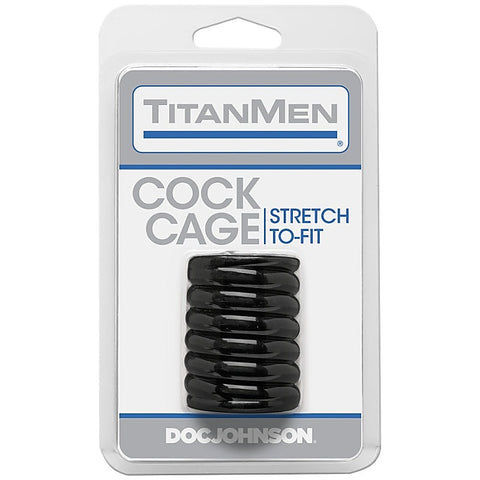 Titanmen Ribbed Textured Stretchy Cock Cage by Doc Johnson - Male Chastity