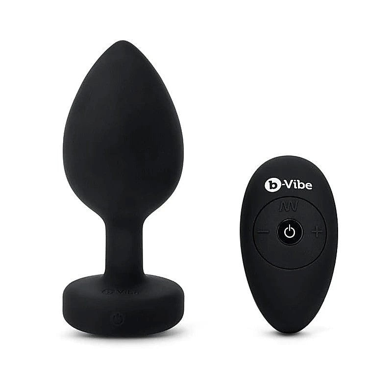 B Vibe Vibrating Jewel Butt Plug XXL Black Premium Anal Vibrator - Butt Plugs