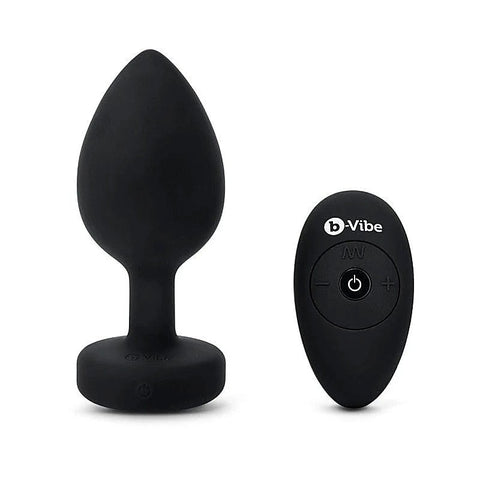 B Vibe Vibrating Jewel Butt Plug XXL Black Premium Anal Vibrator - Butt Plugs